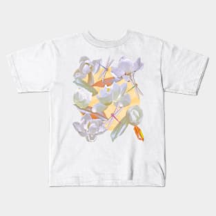 Magnolias and Dragonflies (Yellow Satin) Kids T-Shirt